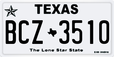 TX license plate BCZ3510