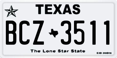 TX license plate BCZ3511