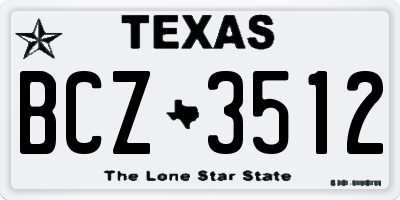 TX license plate BCZ3512
