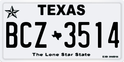 TX license plate BCZ3514