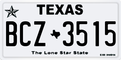 TX license plate BCZ3515