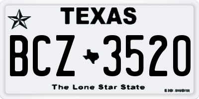 TX license plate BCZ3520