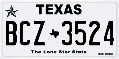 TX license plate BCZ3524