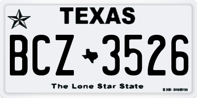 TX license plate BCZ3526