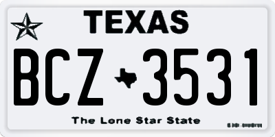 TX license plate BCZ3531