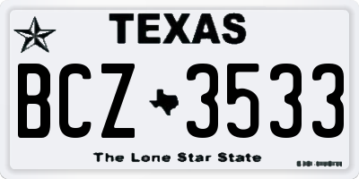 TX license plate BCZ3533