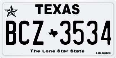 TX license plate BCZ3534