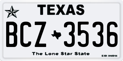 TX license plate BCZ3536