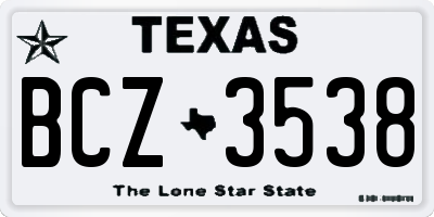TX license plate BCZ3538