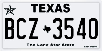 TX license plate BCZ3540