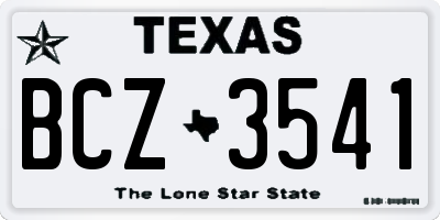 TX license plate BCZ3541