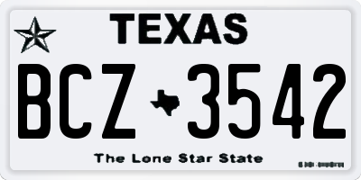 TX license plate BCZ3542