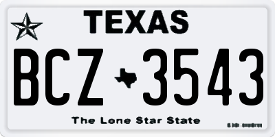 TX license plate BCZ3543