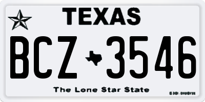 TX license plate BCZ3546