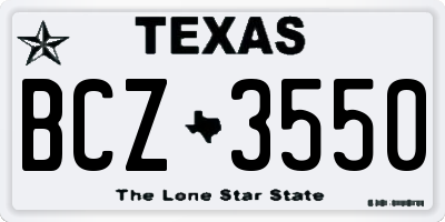 TX license plate BCZ3550