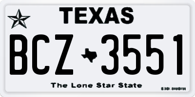 TX license plate BCZ3551