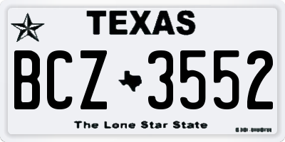 TX license plate BCZ3552