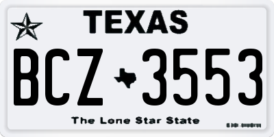 TX license plate BCZ3553