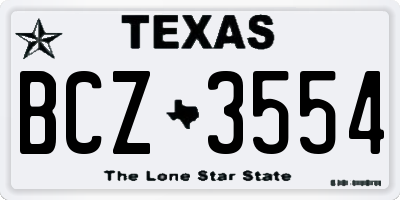 TX license plate BCZ3554