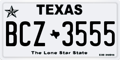 TX license plate BCZ3555