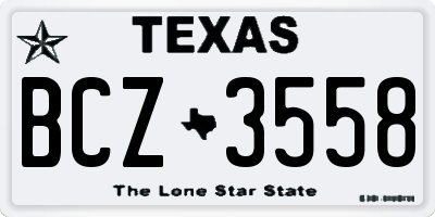 TX license plate BCZ3558