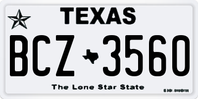 TX license plate BCZ3560