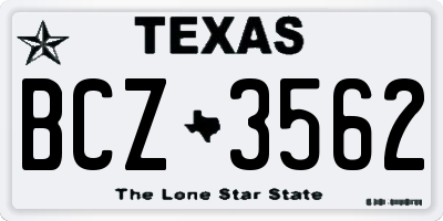 TX license plate BCZ3562