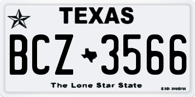 TX license plate BCZ3566