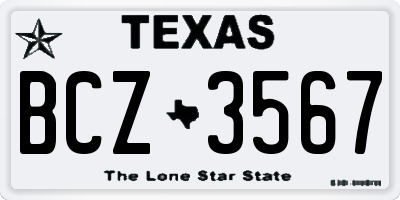TX license plate BCZ3567