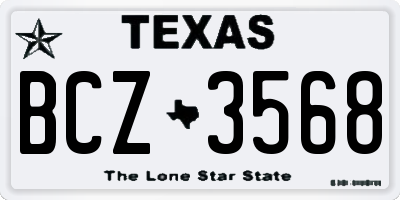 TX license plate BCZ3568