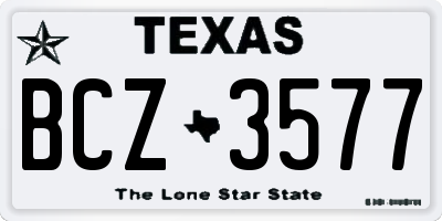 TX license plate BCZ3577