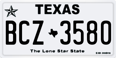 TX license plate BCZ3580
