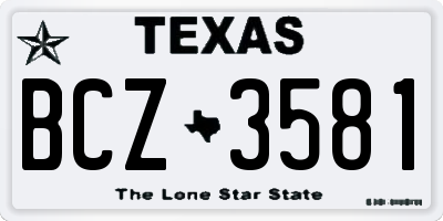 TX license plate BCZ3581