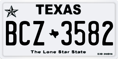 TX license plate BCZ3582