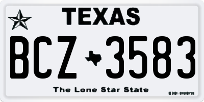 TX license plate BCZ3583