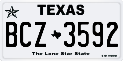 TX license plate BCZ3592