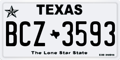 TX license plate BCZ3593