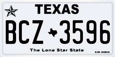 TX license plate BCZ3596