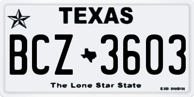 TX license plate BCZ3603