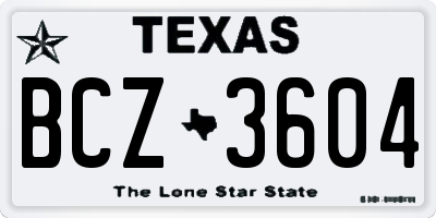 TX license plate BCZ3604