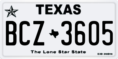 TX license plate BCZ3605