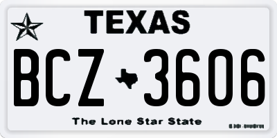 TX license plate BCZ3606