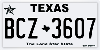 TX license plate BCZ3607