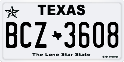 TX license plate BCZ3608