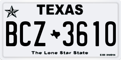 TX license plate BCZ3610