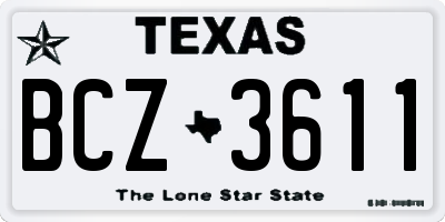 TX license plate BCZ3611