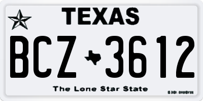 TX license plate BCZ3612