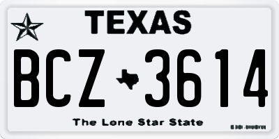 TX license plate BCZ3614