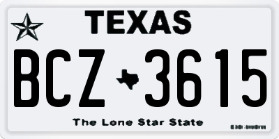 TX license plate BCZ3615