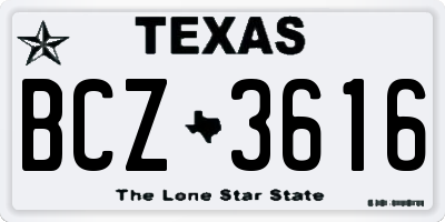 TX license plate BCZ3616